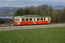 Am Abend des 5.4.10 kehrt der BDe 4/4 10, der ebenfalls an der Saisoner�ffnung des Trammuseums teilgenommen hat, von Esslingen zur�ck ins Depot. Ich konnte ihn mit dem Greifensee und dem Z�rcher Oberland im Hintergrund bei Scheuren ablichten.