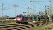 185 534-5 der OHE hat einen Containerzug zum Endbahnhof Hamburg-Waltershof gebracht und rollt nun als Lz zur�ck in den Rbf Alte-S�drelbe. 17.04.10.