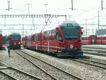 Die beiden  Allegra  Triebz�ge ABe 8/12 Nr.3501 u.3505 im Depot Landquart.22.04.10