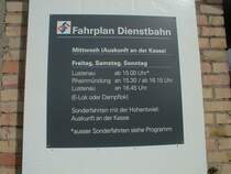 Internationale Rheinregulierung(IRR)Dienstbahn,Fahrplan