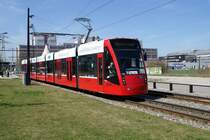 Am 7.4.10 verl�sst der Be 6/8 659 die Station Glattpark Richtung Auzelg. Der zweite Teil des Z�rcher Tramcastings mit dem Berner Combino ist auch schon wieder Geschichte, der dritte Teil soll  jedoch bereits Ende Mai folgen.

