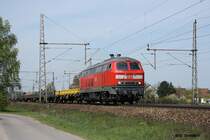 218 139 am 24.4.10 mit einem Bauzug in Dedensen/G�mmer.