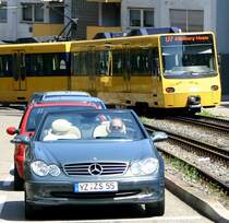 . Stadtbahn in der Autostadt Stuttgart -

Stadtbahnzug in der Hohenheimer Straße in Stuttgart.

27.07.2005 (M)

