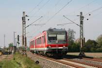 628 482 als RB von Bingen Hbf nach Mannheim Hbf.Am 24.04.10 in Bobenheim.