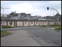 Bahn�bergang  Fringsstra�e  im D�sseldorfer Hafen