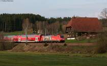 IRE 5192 (Kreuzlingen-Karlsruhe Hbf) mit Schublok 146 231-6  Triberger Wasserf�lle  bei Stockburg 25.4.10