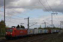 145 007 f�hrt am 21.04.2010 mit einem G�terzug durch den Bahnhof Braunschweig Weddel
