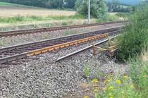 Ein 10m langes Schienenst�ck wurde in der Nacht vom 26. auf den 27.07.05 ausgewechselt. Bahnhof K�ps.