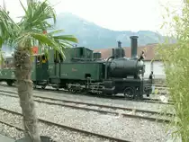 RhB Dampflok G 3/4 Nr.1  Rh�tia  mit einem Wagen auf dem Freigel�nde der HW Landquart. 01.05.10