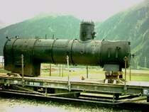 Der Kessel von der  Heidi in Bever auf dem Weg zum Umbau auf �l-Feuerung 