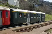 SBB Leichtstahl-Wagen AB4� von 1954 des Eisenbahnclub Schaan-Vaduz Liechtenstein, beim Fotohalt in Magadino-Vira Kanton Tessin M�rz 2010