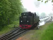 Nachdem 99 1782 den P 228 von G�hren nach Binz gebracht hatte,und als P 229 wieder nach G�hren zur�ck fuhr,mu�te sich die Lok in Binz wieder an das andere Zugende setzen.