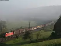 185 305-0 und 230-0 mit dem umgeleiteten FE 44699 (Kornwestheim-Z�rich)im Groppertal 22.5.10