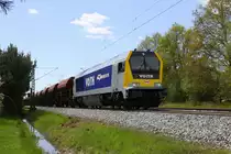 264 008 Voith Maxima 40CC der Firma Wiebe f�hrt Schotter zwischen Hagenow Land und Holthusen aus. 16.05.2010