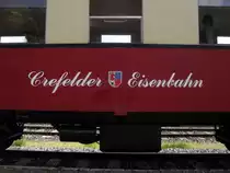Die  Crefelder Eisenbahn -beschriftung auf einer Donnerb�chse des Krefelder Schluff´s.
