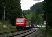 185 126-0 und 130-2 mit dem umgeleiteten FE 44696 (Z�rich Limmattal - Kornwestheim Rbf) bei Nu�bach 22.5.10
