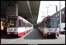 Zwei Gt8C-DU der DVG zeigen sich am 16.05.2010 bei einer gro�en F�hrung im Betriebshof Grunewald.