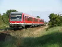 Grevesm�hlen Bf; aus L�beck (Sch�nberg) einfahrende RE 21623 (BR 628 637 + 207), 20.09.2008