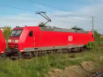 185 004-9 wartet am 24.05.2010 in Angerm�nde auf ihren n�chsten Einsatz
