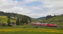 Endlich mal kein Regen! Der Wettergott zeigte Erbarmen f�r 146 237-3 mit IRE 5189 (Karlsruhe Hbf - Kreuzlingen) am 22. Mai 2010 kurz vor St. Georgen (Schwarzw).