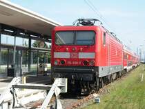 114 038 hing am 05.06.2010 am Warnem�nde-Express in Warnem�nde