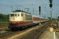 103 108-7 am 19.08.2000 im Bf. Treuchtlingen mit AE 1320 CHRISTOPHORUS nach M�nchen Ost