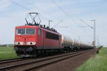 155 218-1 mit einem Kesselwagenzug nach Dormagen in Neuss-Allerheiligen am 29.05.2010