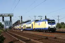 146 501 am 27.06.2010 in Hamburg S�derelbbr�cken mit einem Metronom nach Bremen