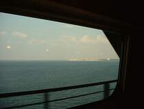 Ausblick vom Linx X2K 2038 am 09.09.2002 von der �resundbr�cke zwischen Malm� und Kopenhagen, im Hintergrund das schwedische Ufer.