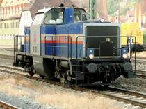 Kathleen (214 012-7) wartet am 30.06.10 in Kronach auf die Weiterfahrt zum Schlafplatz in Lichtenfels. Die Lok der RAR Eisenbahnservice GmbH ist eine Vollmodernisierung auf dem Grundgerst einer V 100.20 (212 205-9)und wurde 2008 durch Alstrom Stendal an RAR bergeben.