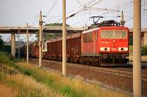 155 086-2 mit gemischten GZ zwischen Growudicke und Rathenow in Richtung Stendal. 02.07.2010