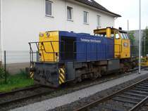Am 01.09.2007 steht eine zur TWE gehrige Lok der Baureihe Mak G 1206 BB auf dem ehemaligen Gterbahnhof Gtersloh-Nord.
Der Bahnhof ist frei zugnglich!
