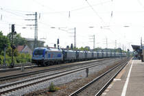Leider im Gegenlicht: 370 009 im Gepck mit ES64 F4-114/113/110/112/105/109/104/107/103 und SNCB 1848 sowie F4-213 und Eurobulls F4-091 am 23.05.10 in Pasing auf dem Weg von Mnchen-Laim nach Basel