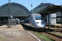 4419 als TGV 9574 von Stuttgart Hbf nach Paris Est.Am 05.07.10 in Karlsruhe Hbf.