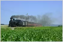 MzB unter Dampf - Sonderzug R 19259 von St. P�lten Hbf nach Mariazell wird jeden 1. Sonntag im Monat bis einschlie�lich 03. Oktober 2010 in Verkehr gesetzt. Ab Ober Grafendorf kommt die Mh.6 zum Einsatz.
Im Gegensatz zu meinen Fotokollegen hier eine Weitwinkelaufnahme.
Klangen; 04. Juli 2010