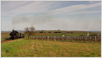 93.1420 am 22.4.2010 mit einem Fotopersonenzug in den Weinbergen n�rdlich von Retz im Licht der Abendsonne aufgenommen.
