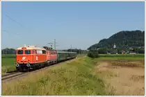 2043 005 als Vorspann beim Sonderzug D 16244 nach Wien mit 1042 041 als Zuglok, am 10.7.2010 mit Blick auf Wildon. 2043 005 kam in Graz vom Zug und ging gleich als LZ retour nach Linz. Ich wei�, eine perverse Kombination, aber auch eine ziemlich einzigartige in der heutigen Zeit, sonst h�tte 2043 005 bereits von Spielfeld als Lokzug fahren m�ssen. Man h�tte sie nat�rlich auch hinten hinh�ngen k�nnen, man h�tte *gg*
