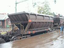 Erzwagen Uno, neuste Generation f�r die Neubaulok IORE, am 07.09.2002 in G�llivare. Nutzlast: 100 Tonnen Volumen: 46 m�