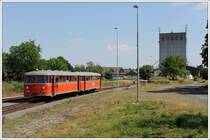 VT 10.02 + VB 10.12 beim St�rzen in Bad Radkersburg am 11.7.2010. Als R 19682 ging es dann retour nach Graz.