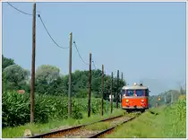 VT 10.02 + VB 10.12 als R 19679 von Graz nach Bad Radkersburg am 11.7.2010 zwischen Diepersdorf und Weixelbaum aufgenommen.