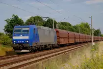 185 CL-009 am 21.07.2010 bef�rdert den Erzleerzug anstelle der VPS 185 519-6 und 185 530-3 nach Hamburg Hanseport bei Peine
