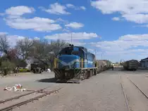 207 mit G�terzug Windhoek-Gobabis auf Bahnhof Gobabis am 7-7-2010.