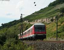 RB 39233 (Koblenz Hbf-Frankfurt(Main)Hbf) mit Shcublok 143 104-8 am ex. Block Bodenthal 17.7.10
