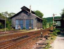 Lokschuppen in Gr�venwiesbach, 1. H�lfte der 1980iger Jahre.