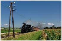 Mh.6 hat am 1.8.2010 in Obergrafendorf den Panoramic 760 Austria Tourist Train von St. P�lten nach Mariazell �bernommen, und ist hier zwischen Obergrafendorf und Klangen zu sehen. Leider verkehrt der Panoramic 760 heuer nur jeden 1. Sonntag von Mai bis Oktober. HIN St.P�lten 9:35 – Mariazell 12:40 / R�CK Mariazell 16:27 – St.P�lten 19:10.

Die Lok wurde 1908 von Krauss in Linz unter der Fabriksnummer KrL 5925 gebaut, und war bis 1938 als Mh.6 auf der Marizellerbahn unterwegs. Zwischen 1938 und 1953 war sie als 99 1116 respektive ab 1945 als 99.1116 unterwegs, bevor sie die �BB Nummer 399.06 bzw. 399.006 bekam. Nachdem 1960 die Dieselloks der Reihe 2095 in Dienst gestellt wurden, kam sie nach Gm�nd zu den Waldviertler Schmalspurbahnen. Erst 1987 kehrte  die Mh.6 wieder nach St. P�lten zur�ck. Ab Sommer 1989 wurde sie einer Hauptrevision unterzogen, wobei soweit wie m�glich der Auslieferungszustand von 1908 wiederhergestellt wurde. Am 21.04.1993 wurde die Mh.6 nach 3 1/2-j�hriger Aufbereitungszeit wieder angeheizt und ist seither das Schmuckst�ck der Mariazellerbahn. 
