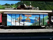 zb - G�terwagen Hb-v 262 abgestellt in Engelberg am 01.08.2010 ( G�terwagen noch immer mit LSE Beschriftung)