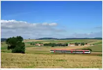 GTW im fernen Land. Weit ab seiner zuk�nftigen Heimat begibt sich GKB GTW 5063.001 auf seine erste Probefahrt. SLP 95758 auf der Westbahn von Wien nach Amstetten; Ollersbach, 14.8.2010.