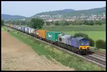 Eine Class 66 der ERS Railway zieht am 25.5.2007 den DGS 40105 bei Gro�sachsen-Heddesheim Richtung S�den.