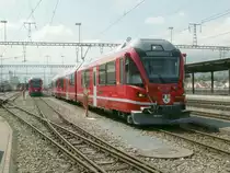K�rzlich von Stadler Rail an die RhB ausgeliefert,die beiden Allegra Triebz�ge 3506(vorne)und 3507(hinten)Landquart 19.08.10