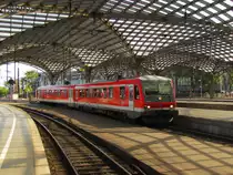 DB 628 499 als RB 10624 von K�ln Messe/Deutz nach Neuss Hbf, bei der Einfahrt in K�ln Hbf; 21.08.2010